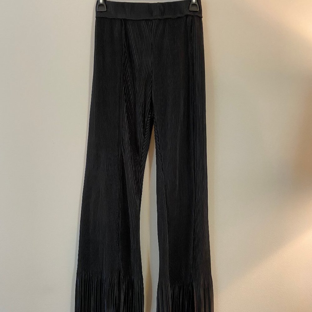 ZARA Black Silky Flare Pants with Slit